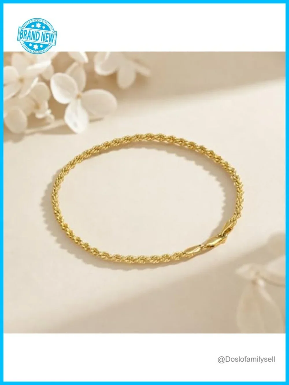 14K Gold Filled Rope Chain Bracelet Stackable Unisex Gift